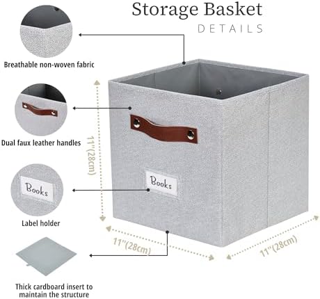 DECOMOMO Storage Bins, Cube Storage Bin with Labels