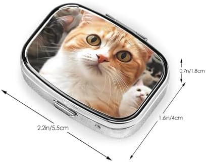 Pill Box Small Pill Case 2 Compartment Cute Medicine Organizer Funny Pet Cat Travel Pillbox Portable Pill Container Holder Vitamin Organizer to Hold Fish Oils Supplements