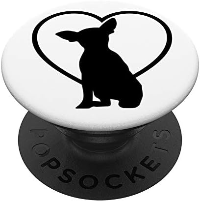 Chihuahua Lovers Dog in a Heart Pet Lover Black & White PopSockets PopGrip: Swappable Grip for Phones & Tablets