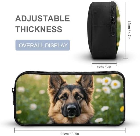 Cute Pet German Shepherd Dog Pencil Case Large Capacity Pencil Pouch | Portable Pencil Bag Zipper Pouch Small Makeup Bag for Women, Durable Aesthetic Pencil Cases for Office Supplies Organizer