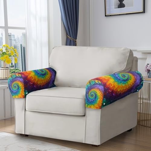 Couch Arm Covers for Sofa Fancy Floral Arm Rest Cover Washable Armchair Slipcovers for Recliner Soft Brushed Spandex Couch Covers for Home Daily