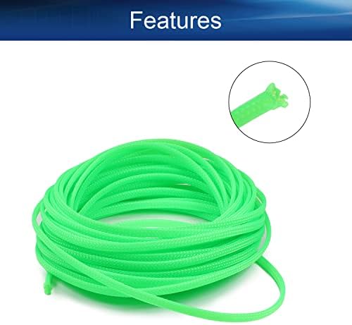 Bettomshin 1Pc 32.8Ft(10m) Cable Management Sleeve, 3/16"(4mm) Width PET Fluorescent Green Cord Protector, Wire Loom Tube Insulated Split Sleeving for USB Cable Power Cord Organizer Video Cable Hider