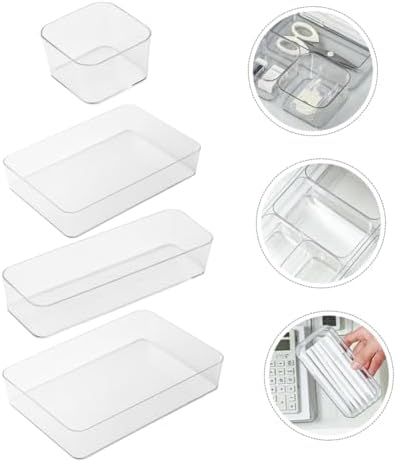 PRETYZOOM 1Set Clear Drawer Organizer Set Versatile Storage for Makeup Office Supplies and Bathroom Essentials Pet Material Stylish Transparent Design Multi