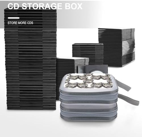 Portable 40-Disc CD Storage Binder Wolves Love, Hard Case Wallet with Handle, Protective Organizer for Movies Music Travel