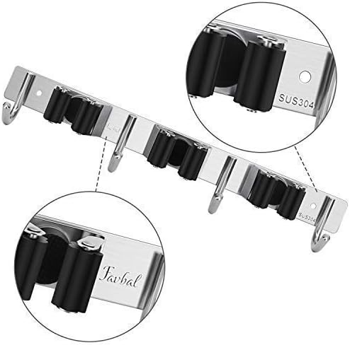 Broom Mop Holder Wall Mount,Favbal Garage Organization Tool Organizer Storage Broom Closet Kitchen Organization Heavy Duty Garage Tools Hanger with 3 Racks 4 Hooks for Home Kitchen Garden Laundry Room | Garage, Closet, Kitchen & Laundry Room Storage fo...