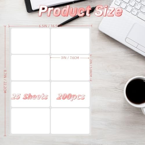 Removable Label Stickers for Organizing -200PCS 3 x 2 inch Waterproof White Handwrite Blank Labels, Classroom, Office & Home Organization for Storage Bins, Moving, Folders, Freeze Food