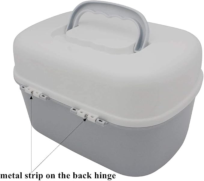 Plastic First Aid Storage Box Container Bin with Removable Tray and Portable Handle, Family Emergency Medicine Kit Case Organizer, White&Gray