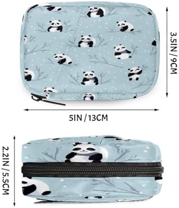 Weekly Pill Organizer Travel Size Bag with Removable 7 Day Pill Box Portable Vitamin Case Purse with Zipper,Panda On Branch Snowy