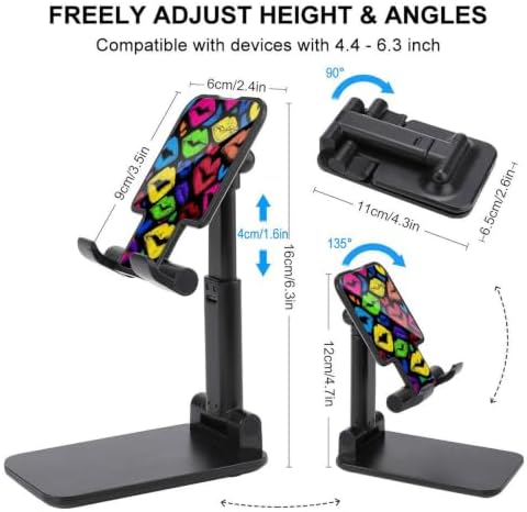 Compact Colorful Love Lips Art Phone Holder with Angle Height Adjustment | Multi Function, Reusable, Cell Phone Stand, Compatible with 4"-13" Mobile Devices Tablets, Desk Accessories