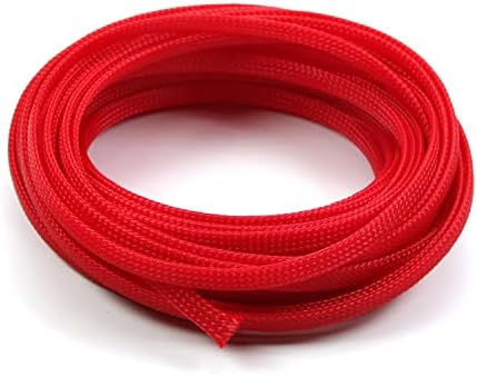 Othmro 32.8ft Length Expandable PET Flexible Braided Cable Sleeves 0.23in Width Wire Loom Sleeving and Organizers Flexible Wire Mesh Sleeves for TV Audio PC Computer Cords from Pet Chewing Red
