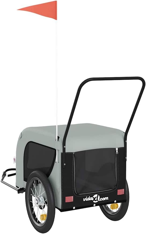 Pet Bike Trailer for Small Dogs and Cats, Oxford Fabric Cargo Cart with Iron Frame, Foldable Pet Stroller for Cycling Travel