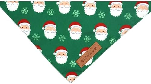 Realeaf Christmas Dog Bandanas 2 Pack, Snowflake and Santa Claus Dog Scarf for Boy and Girl, Premium Durable Fabric, Holiday Red and Green Bandana for Small and Medium Dogs Cats Pets (Small)