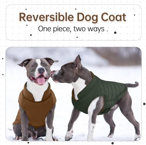 Lelepet Reversible Dog Coat Windproof Dog Jacket Lightweight Puffer Vest