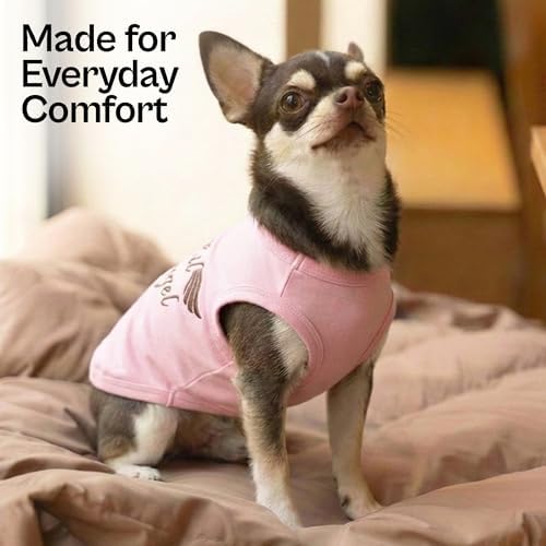 Parisian Pet Dog Shirt – 100% Cotton Lil Angel Shirts for Large Dogs – Pink Sleeveless Puppy Clothes – Breathable and Lightweight Girl Dog Clothes - Stretchy Pet Apparel - Summer Tshirts for Dogs