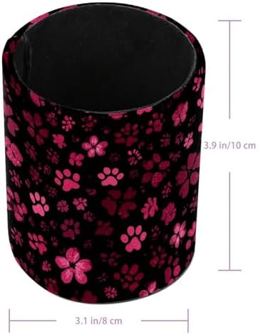 Faux Leather Pen Holder for Desk, Pencil Organizer Pet Paws Pen Cup Desk Decor Makeup Brush Holder Storage for Office Home