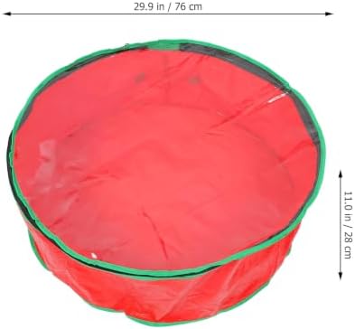 Toddmomy Red Christmas Wreath Storage Bag, Pet PVC Holder Round Window | Waterproof Sturdy Packing Bag, Holiday Party Decor Storage, View