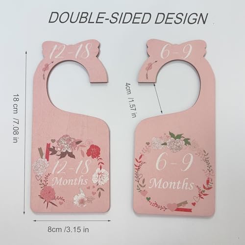 Baby Closet Dividers Pink 8pcs Baby Clothes Dividers for Closet Double-Sided Wooden Baby Closet Organizer Nursery Decor for Girls Wardrobe