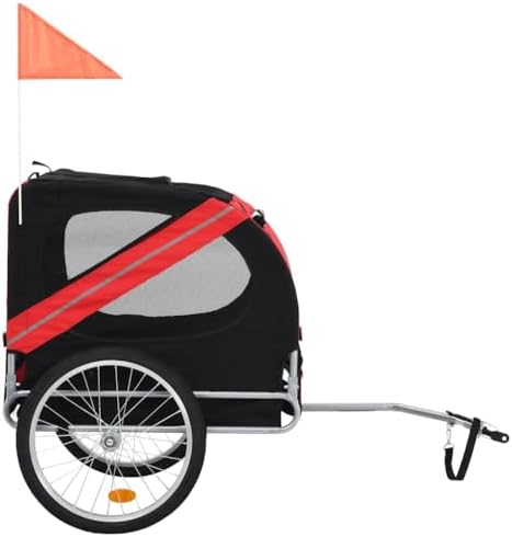 Dog Bike Trailer for Medium Dogs, Pet Bicycle Cargo Carrier with Steel Frame, Waterproof Oxford Fabric, Foldable Design, Dual Entry, Reflectors, Red and Black