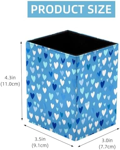 Cute Love Heart Pen Holder for Desk Decor, Rectangular PVC Leather Pencil Cup for Desk Pen Organizer, Makeup Brush Holder for School, Home, Office