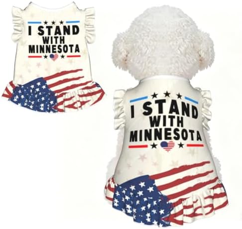 I Stand with Minnesota Dog Dress Cute Pet Princess Dresses Dog Clothes for Small Dogs Girl Small