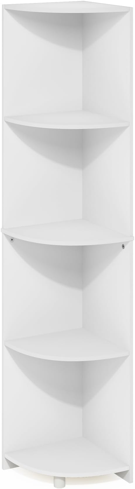 Furinno ECON Corner Shelf, 4-Tier Corner Book Shelf, Storage Shelves, Display Rack, Bookshelf, for Organization and Storage, Living Room, Home Office, White