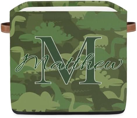 Personalized Storage Baskets for Organizing, Foldable Storage Bins with Handles Custom Cute Basket for Boys, Girls, Pet, Clothes, Blanket, Bedroom Nursery Toy Storage Gift,13 x13 x13 In,Camouflage