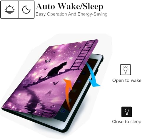 for Microsoft Surface Pro 7 Plus,Surface Pro 7/6/5/4 12.3" Tablet Case,Auto Wake/Sleep,Adjustable Stand Protective Cover - Purple Galaxy Cat