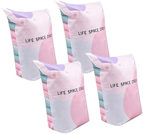 Large Capacity Vacuum Bags No Pump Needed, No-Pump Vacuum Storage Bags, VacuumStorage Bag, Heavy-Duty Press & Seal for Clothes, Press & Seal, for Dorm Home Travel Storage Clothes Organizers