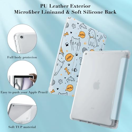 Cute Pets Cats Case for 7.9" iPad mini 4/iPad mini 5, Clear TPU Smart Stand Back Cover with Pencil Holder, Auto Wake/Sleep Foldable Four-Corner Shockproof Protective Case