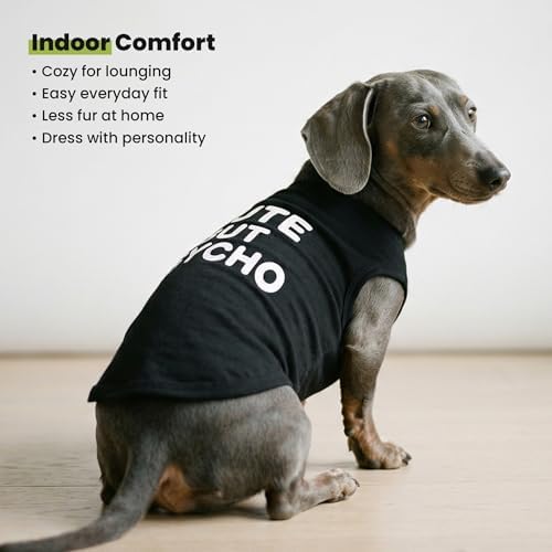 Fitwarm Cute But Psycho Dog Shirt, Summer Clothes for Small Dogs Boy Girl, Funny Pet Outfit, Black, White, XXL