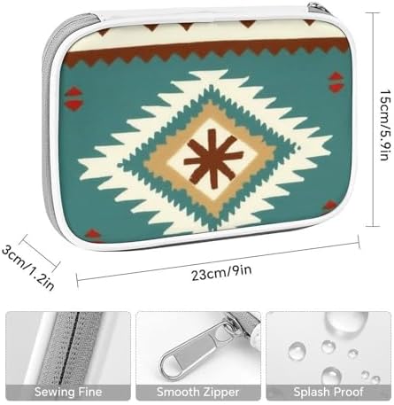 Women's Simple Thin Pencil Case Waterproof And Portable Perfect Organizer Box Ethnic Indiana Southwest Western Tribal Aztec Green