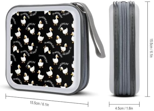 DVD Storage for 40 Movies, Funny Duck Hard Plastic CD DVD Disc Cases | Disc Holder Organizer Binder, Funny Duck, Portable for Travel Home Office