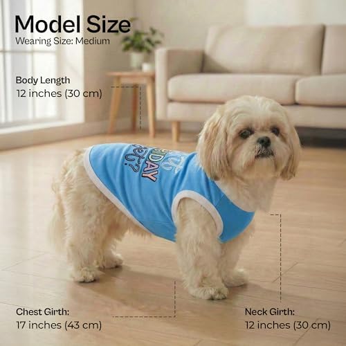 Parisian Pet Dog Shirt – 100% Cotton Shirts for Medium Dogs – Sleeveless Puppy Vest – Lightweight and Breathable Pet Apparel – Pullover Summer Dog Clothes - Stretchy Funny T Shirts for Dogs