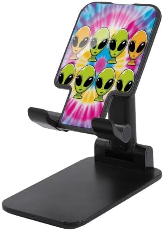Aliens Tie Dye Cell Phone Stand with Flexible View Angles | Adjustable, Desktop Accessories, Phone Holder, Compatible with 4"-13" Devices, home use