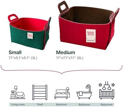 Collapsible Felt REDCHOCO Storage Bin Medium 11"x7.1"x7.1" – Foldable Basket with Handles for Closet, Storage, Laundry Room Organization, Decorative Storage Bins for Shelves, Cube Storage