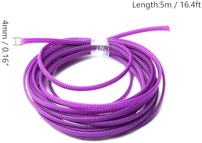 Jutagoss PET Expandable Braided Cable Sleeve, 16.4ft - 3/16 inch Purple Cable Management Sleeve, Wire Loom Tube Cord Protector for USB Cable, Power Cord, Audio Video and More, 1Pc
