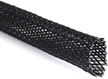 Black PET Expandable Sleeving Cord Protector Wire Loom Tubing Cable Sleeve for USB Charger Power Audio Video Cables - Protect Cat Dog from Chewing