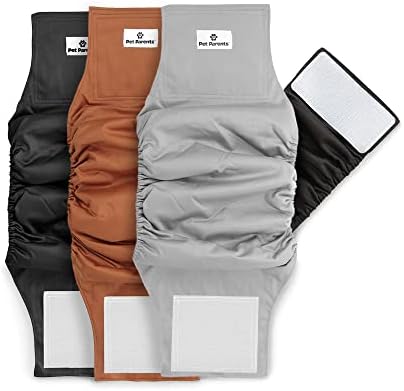Pet Parents® Washable Belly Bands for Dogs (3pack) + Extendrs® Durable Dog Diapers - Premium Male Dog Diapers & Wraps (X-Small, Natural)