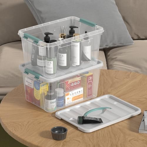 Zopnny 14-Qt Storage Bin with Lid, Stackable Latch Box with Handle, 6-Pack