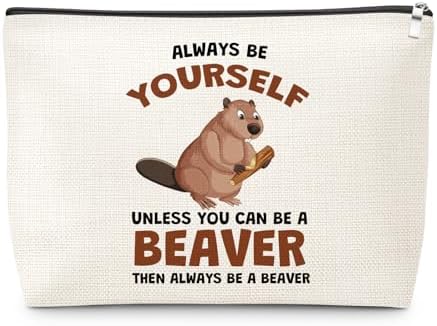 Gifts for Beaver Lovers Makeup Bag Beavers Theme Gift for Animal Lovers Holiday Appreciation Gifts for Women Travel Pouch Christmas Birthday Gift for Beaver Fans Women Friends Cosmetic Bag with Zipper