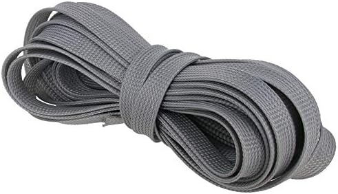 Bettomshin 1Pc 32.8Ft(10m) Cable Management Sleeve, 1/2"(12mm) Width PET Grey Cord Protector, Wire Loom Tube Insulated Split Sleeving for USB Cable Power Cord Organizer Video Cable Hider