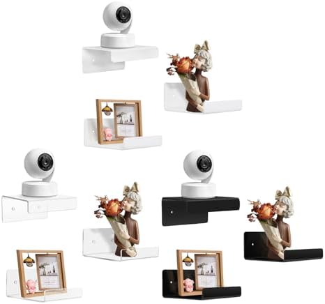 Pack of 3 Wall Mount Shelves for Security Cameras Remote Controls Modern Organization Living Room Bathroom Storage Solut