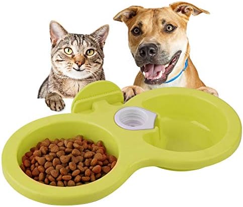 Puppy Double Bowl, Puppy Double Bowl Stainless Steel Dog Bowl Pet Cat Dog Puppy Double Bowl Hanging Food Water Feeder For Crate Cage Small (Green)