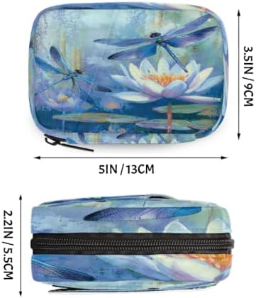 Travel Pill Organizer Water Lilies Dragonfly Art Small Pill Case