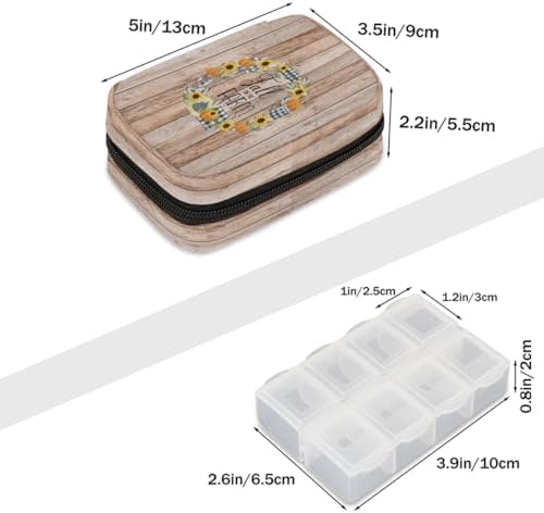 Pill Organizer Box Autumn Farm Wreath 7-Day Weekly Medicine Pill Case Travel Pill Container Portable Pill Holder Storage Purse Bag Small Compact Size for Vitamin Supplement Birth Control
