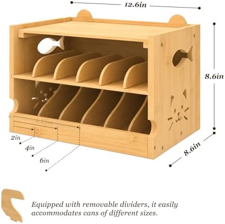 ETELI Cat Food Can Organizer for Pantry 2 Tier Stackable Cat Food Storage Container Adjustable Can Dispenser Rack Holds 36 (3oz) Cans for Kitchen Countertop Cabinet