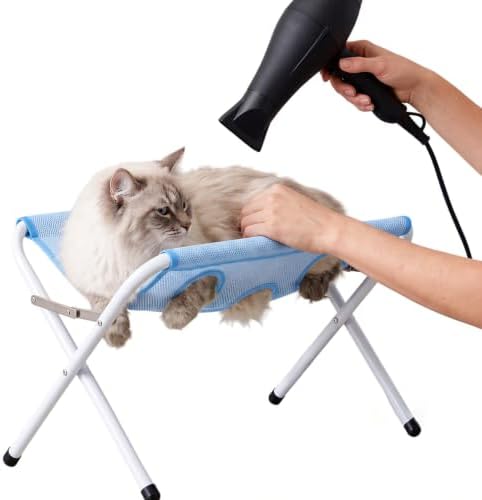 Pet Grooming Hammock, Foldable Bath Support Stand for Small Dogs and Cats | Metal Frame, Detachable Mesh Sling, Suitable for Bathing, Paw Cleaning, Nail Trimming and Grooming
