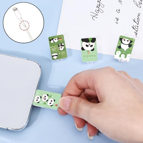 Cute Cable Protector 4PCS Set for iPhone Type-c Charger, Cartoon Panda Pattern Phone Charger Protector for Women Kids,Data Cable Saver,Charging Cord Protector for iPhone