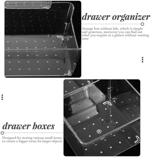 3Pcs Transparent Drawer Organizer Kit Pet Storage Boxes for Desk Small Large Compartment Containers Lightweight Portable Storage for Office and Home