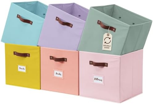 DECOMOMO Storage Bins, Cube Storage Bin with Labels